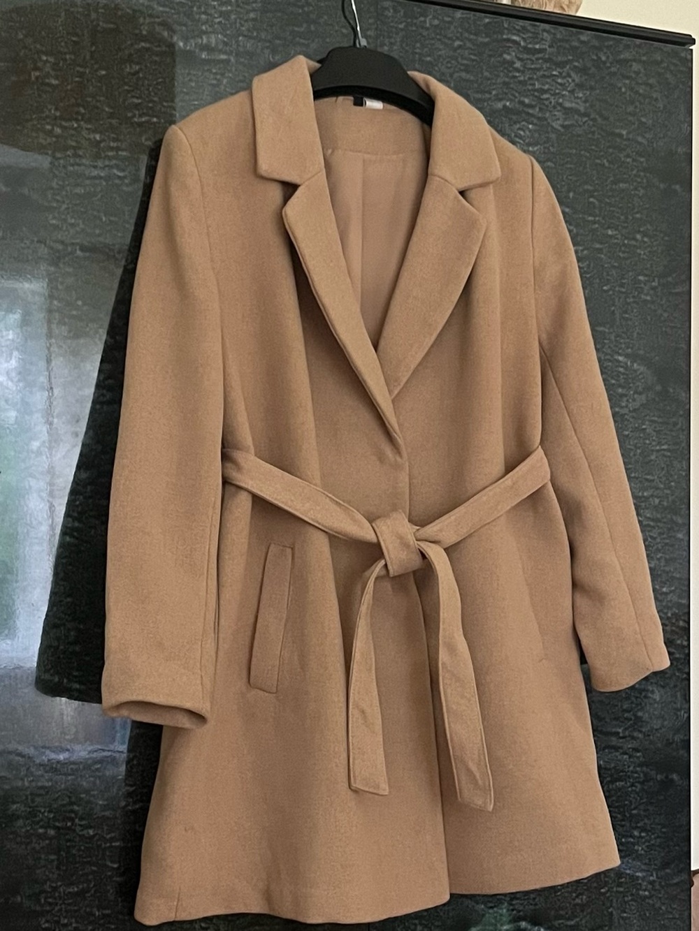 BNWOT H&M Camel Belted Wool-Blend Trench Coat with Pockets